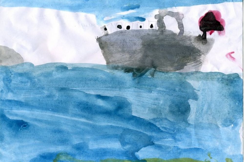 «Теплоход плывет по Иртышу». Артем Ильин, 5 лет.