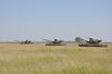 Учения морской пехоты и танковых войск на военном полигоне вблизи Болграда