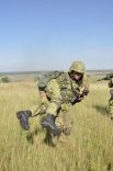 Учения морской пехоты и танковых войск на военном полигоне вблизи Болграда