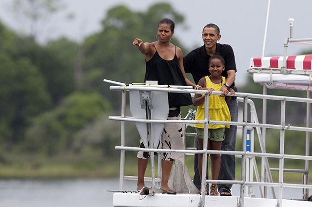 Президент США Барак Обама на отдыхе с семьей.