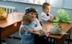 В одной из школ Ростова-на-Дону первокласснице пришлось сесть за парту с младшим братом, который не хотел отпускать сестру в школу.