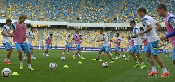 Тренировка сборной Украины по футболу перед матчем со сборной Молдовы в Киеве