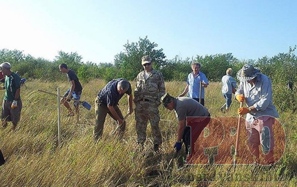 Под Бердянском местные жители строят укрепления