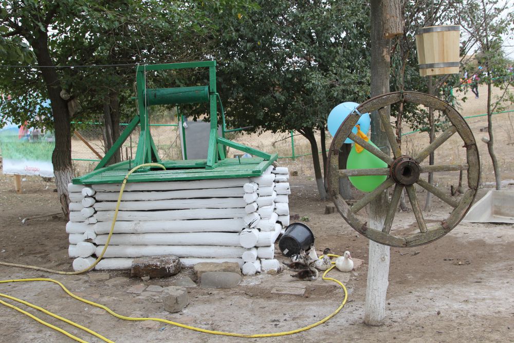 Колодец и живые уточки на экоплощадке в Кундрюченской
