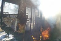 Взорванный террористами автобус в Донецке