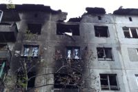 Разрушенный дом в городе Ясиноватая Донецкой области.