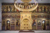 Внутри храма святого апостола и евангелиста Иоанна Богослова на Бронной в Москве.