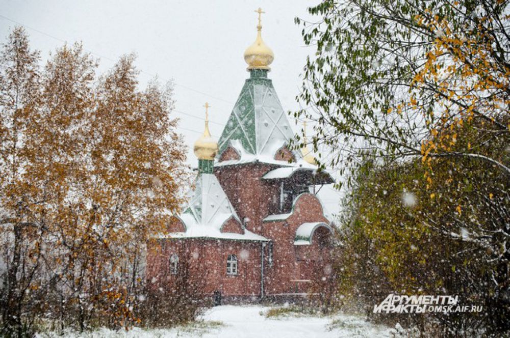 В Омске выпал снег.