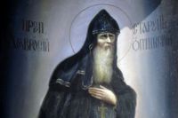 Фреска с изображением оптинского старца преподобного Амвросия. Свято-Введенский ставропигиальный монастырь Оптина пустынь.