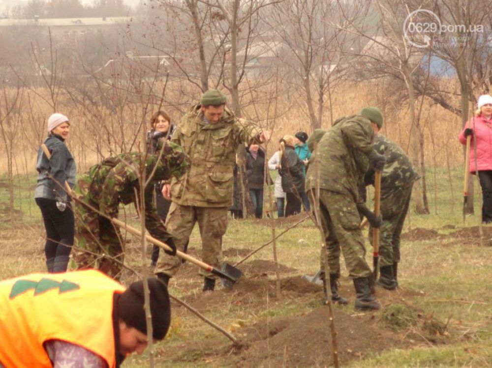 Нацгвардия и ОБСЕ озеленяли Мариуполь