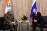 Премьер-министр Индии Нарендра Моди и президент РФ Владимир Путин. Июль 2014 г.