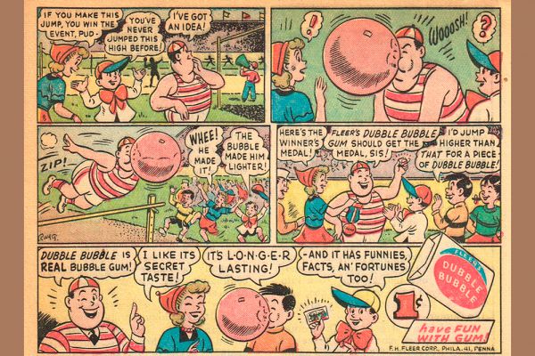 Но не только Topps выпускали жевательные резинки с вкладышами. В 1968 году компания Dubble Bubble празднует своеобразный юбилей: напечатан тысячный комикс на вкладышах.