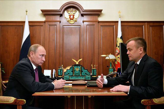 Рабочая встреча президента России и губернатора Иркутской области.