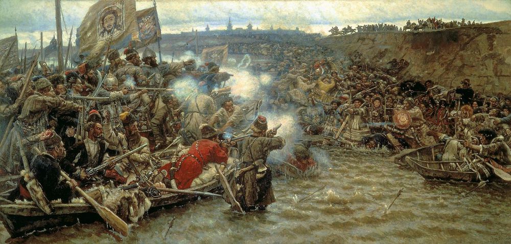 Изучая быт вогулов, остяков, хакасов, художник задумал картину о том, как заселялась Сибирь. Полотно «Покорение Сибири Ермаком Тимофеевичем» художник закончил в 1895 году. Двумя годами раньше Суриков стал действительным членом петербургской Академии художеств.