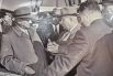 Первый секретарь ЦК КПСС Никита Хрущев, председатель Президиума Верховного Совета СССР Леонид Брежнев и конструктор Андрей Туполев, 1961 год.