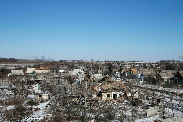 Деревня Никишино, практически уничтоженная в результате боев.