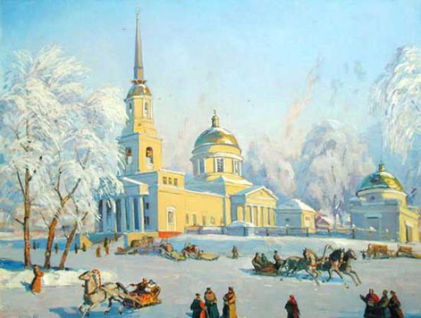 Валентин Белых, «Собор Александра Невского. Масленица». 1908 