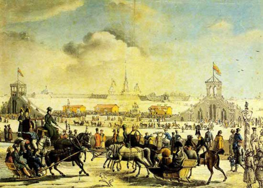 Николя Серракаприола, «Катальные горы на большой Неве». 1817