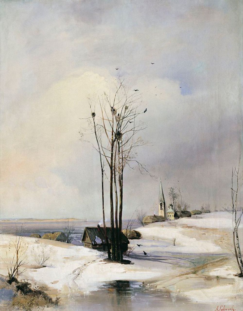 Алексей Саврасов. «Ранняя весна. Оттепель». 1880-е годы.