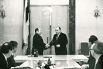 Премьер-министр РТ Мухаммат Сабиров и Премьер-министр РФ Виктор Черномырдин во время подписания соглашений, Казань, 1993 г.
