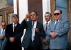 На праздновании Дня Победы. Слева направо: Фарид Мухаметшин, Минтимер Шаймиев, заместитель премьер-министра РТ Ильгиз Хайруллин, Мухаммат Сабиров, май 1994 г.