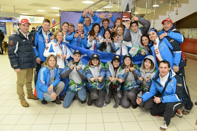 Сурдлимпийская сборная России в аэропорту Ханты-Мансийска.