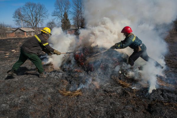 Пожар в деревне Городечня Красногорского района. 23 марта.