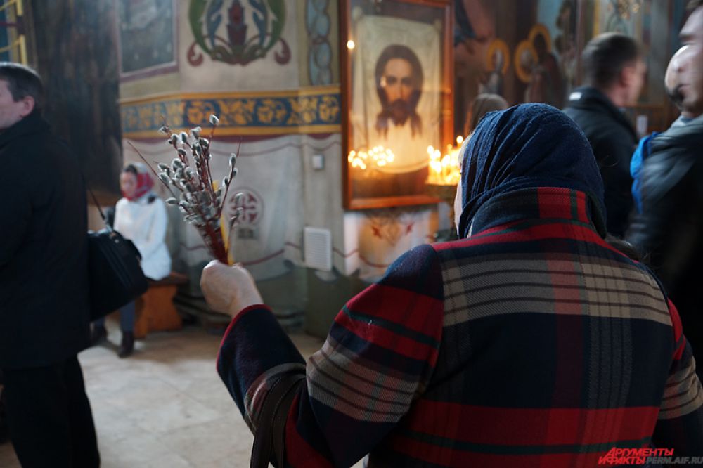 По традиции, верующие приходят в храмы с ветками вербы.
