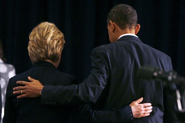 Хиллари Клинтон и Барак Обама.