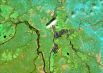 Снимок со спутника LANDSAT-8, дата 10.05.2014. Пространственное разрешение 15 м/пиксел, синтез в псевдонатуральных цветах. Нижнее течение рек Камы и Вишеры, на снимке можно наблюдать затопление пойм рек при прохождении половодья.