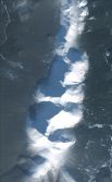 Снимок со спутника SPOT-6, дата 07.11.2014. Пространственное разрешение 1,6 м/пиксел, синтез в натуральных цветах. Тулымский хребет.