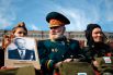 Ветеран на трибуне перед началом военного парада в ознаменование 70-летия Победы в Великой Отечественной войне 1941-1945 годов.