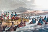 Войска Наполеона форсируют Неман 12 июня 1812 года. Рисунок Джона Кларка (1816 г.)