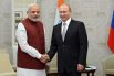 Президент Российской Федерации Владимир Путин и Премьер-министр Индии Нарендра Моди во время встречи в Уфе.