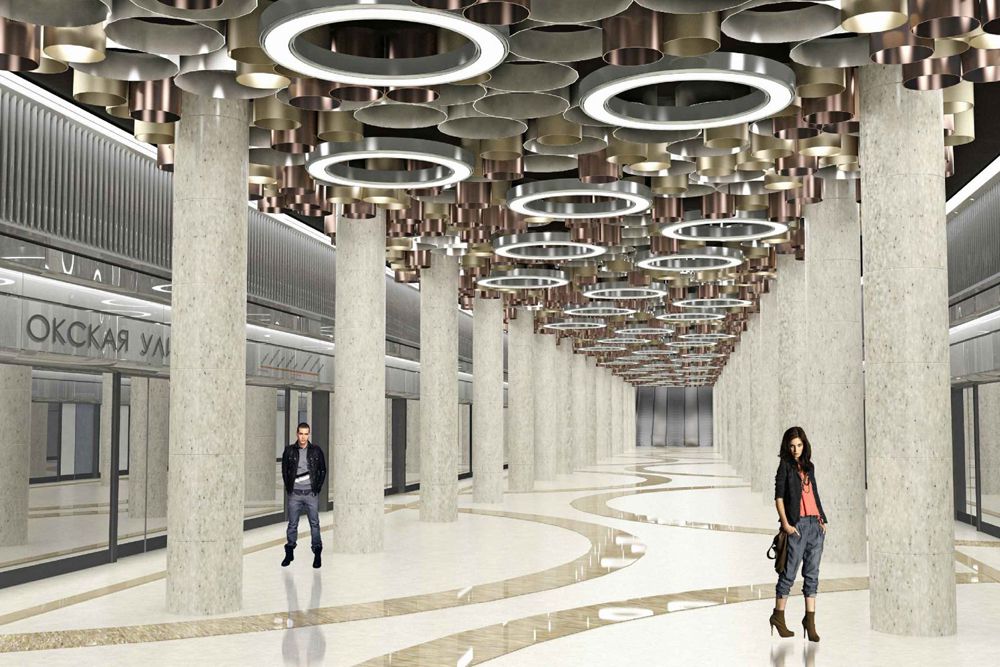 Станция «Окская улица» Кожуховской линии появится на карте Московского метрополитена в 2017 году. В интерьерах станции отражена водная тематика. В целях обеспечения безопасности пассажиров, края платформы отделены от путей стеклянной стеной с раздвижными дверями. Пассажиропоток: 140 тысяч человек в сутки.