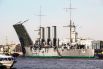 «Аврора» — крейсер 1-го ранга Балтийского флота типа «Диана». Во время русско-японской войны участвовал в походе Второй Тихоокеанской эскадры, закончившемся Цусимским сражением. Крейсер принимал участие также в Первой мировой войне. Холостой выстрел с «Авроры» явился сигналом к штурму Зимнего дворца, крейсер стал одним из символов Октябрьской революции. В сентябре 2014 года отправлен в Кронштадт для ремонтных работ, после которых, в 2016 году, будет возвращен обратно на вечную стоянку у Петроградской набережной.