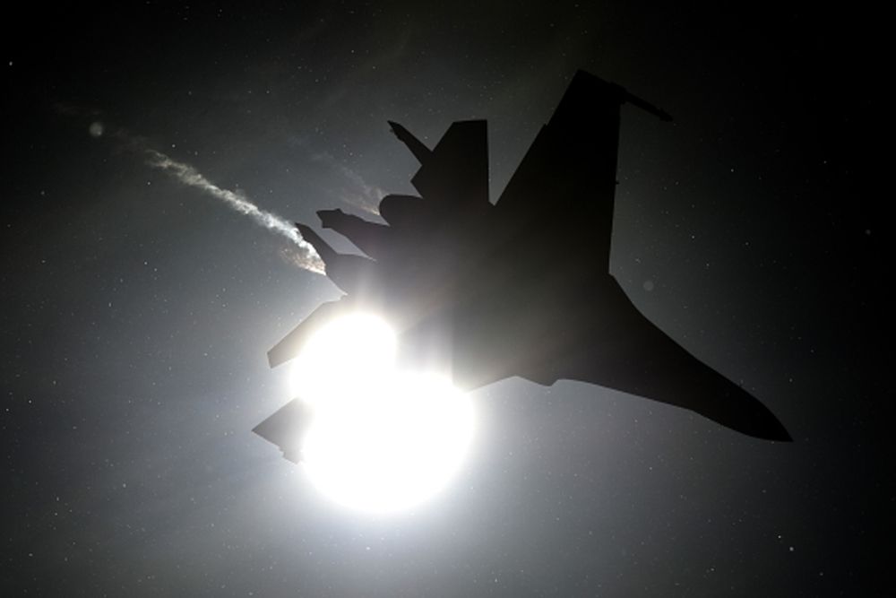 Су-33 во время генеральной репетиции летной программы.