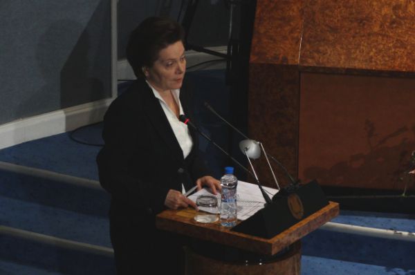 Перед депутатами выступает Наталья Комарова.