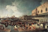 Приём посла во дворце дожей, Венеция. С картины Каналетто, около 1730 г.