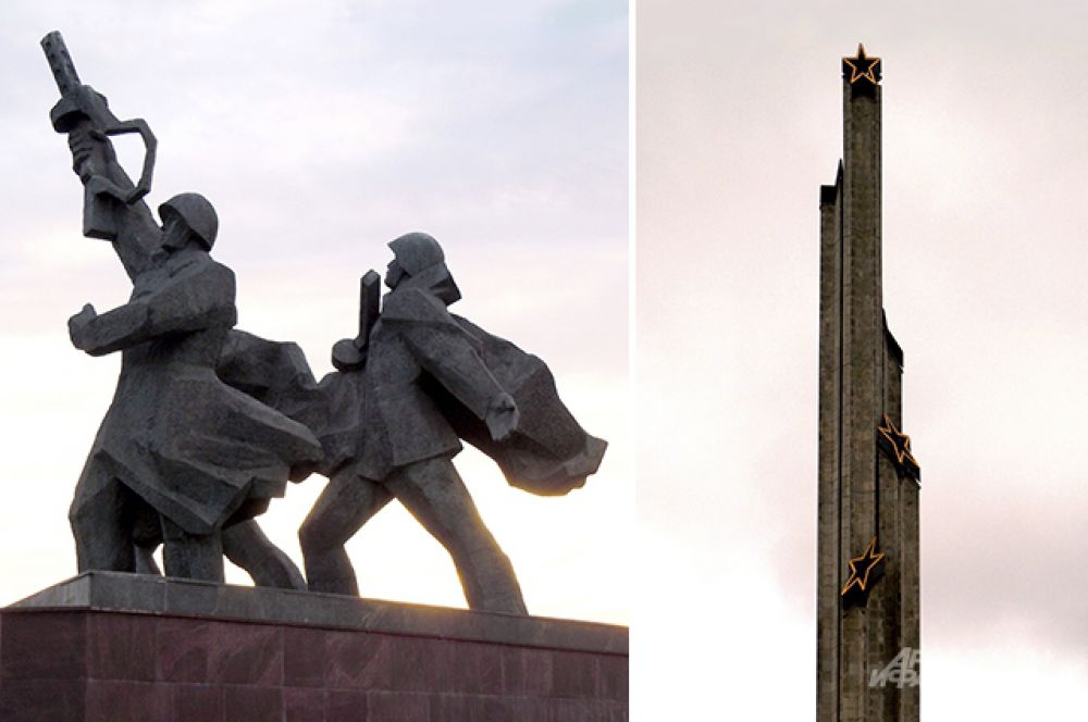 Латвия, Рига. Памятник Освободителям Риги был установлен в память о советских солдатах, которые воевали с гитлеровской армией за освобождение Латвии от фашистского господства. Был открыт в 1985 году в конце бульвара Победы, по левому берегу Даугавы.