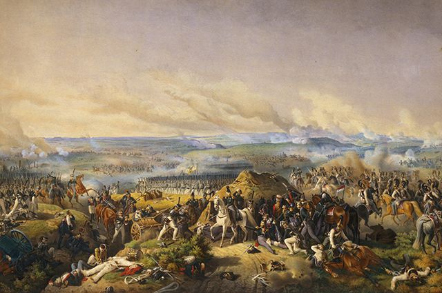 Репродукция картины «Бородинское сражение. 26 августа 1812 года» Петера фон Гесса.