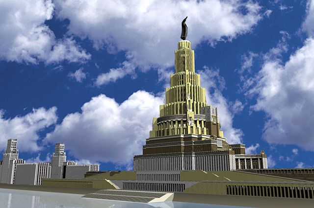 Проект Дворца Советов в Москве, современная 3D модель.