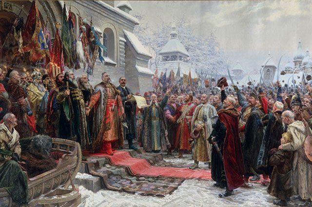 Фрагмент картины Михаила Хмелько Иванович «Навеки с Москвой, навеки с Русским народом», 1951 г.
