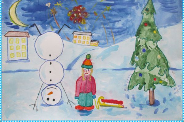 Участник №10. 2. Карикова Даша 7 лет: Я обожаю Новый год: Салюты, ёлку, смех! И возле дома Снеговик Стоит мой выше всех!