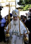Патриарх Кирилл во время проведения Божественной литургии.