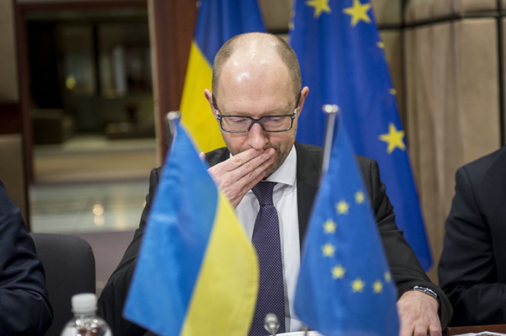 Премьер-министр Украины Арсений Яценюк на встрече в штаб-квартире Европейского Совета в Брюсселе, Бельгия, 15 декабря 2014.