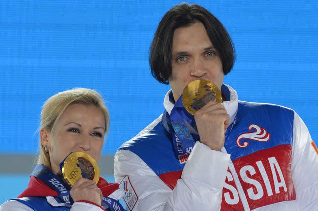 Максим Траньков и Татьяна Волосожар во время Олимпиады в Сочи.