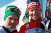 Победители 50-километрового марафона: Юлия Тихонова (Белоруссия) и Тони Ливерс (Швейцария).