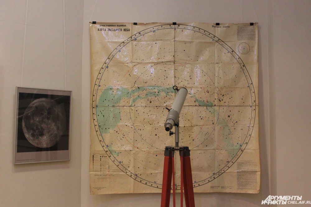 Телескоп и карта звёздного неба. 
