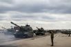Самоходные артиллерийские установки «Коалиция-СВ» механизированной колонны войск Московского гарнизона Центрального военного округа.